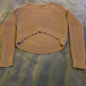 Women's Cropped Knit Sweater - Brown